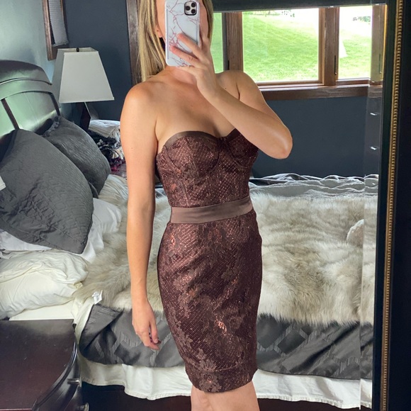 Milly Strapless Lace Pattern Mini Dress, 6 - Picture 3 of 14